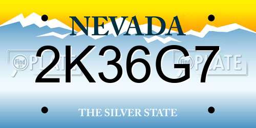 2K36G7 Nevada License Plate