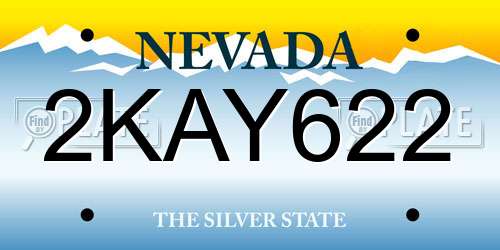 2KAY622 Nevada License Plate