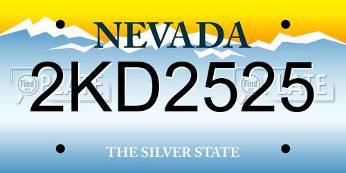 2KD2525 Nevada License Plate