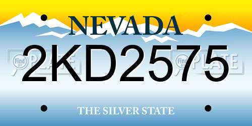 2KD2575 Nevada License Plate