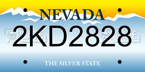 2KD2828 Nevada License Plate