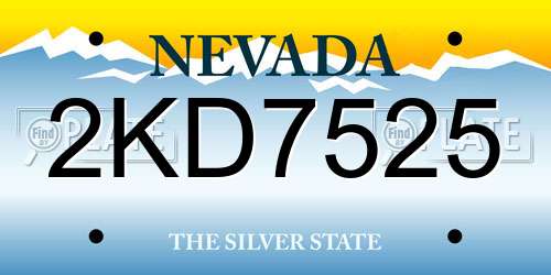 2KD7525 Nevada License Plate