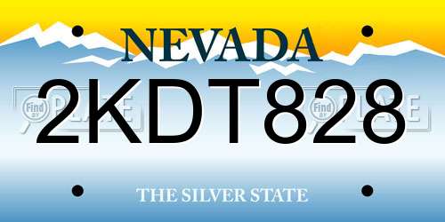 2KDT828 Nevada License Plate