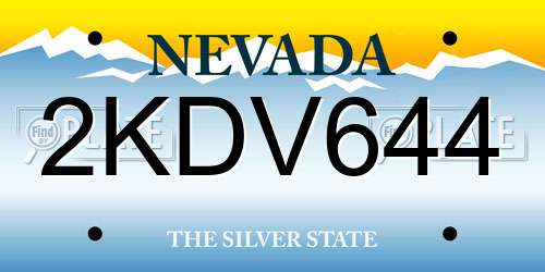 2KDV644 Nevada License Plate