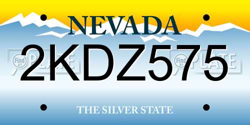 2KDZ575 Nevada License Plate