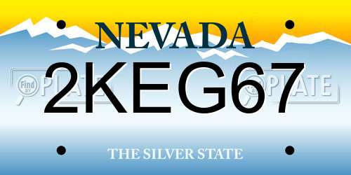 2KEG67 Nevada License Plate