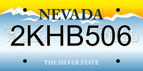 2KHB506 Nevada License Plate