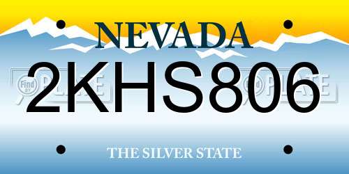 2KHS806 Nevada License Plate