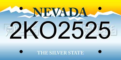 2KO2525 Nevada License Plate