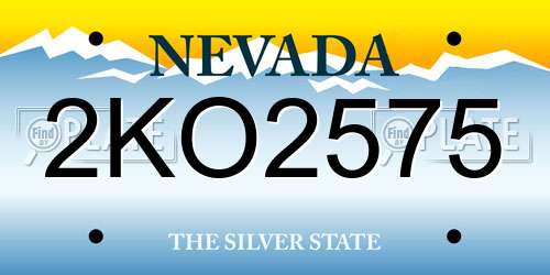 2KO2575 Nevada License Plate