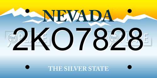 2KO7828 Nevada License Plate