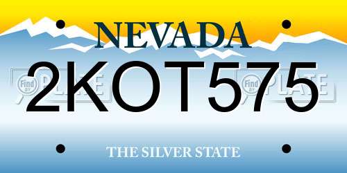 2KOT575 Nevada License Plate
