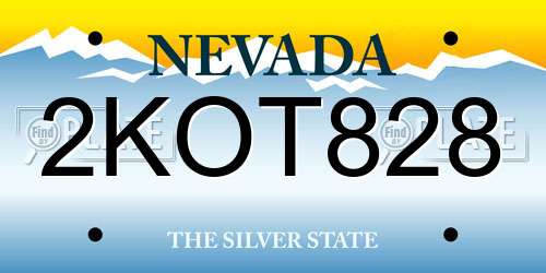 2KOT828 Nevada License Plate