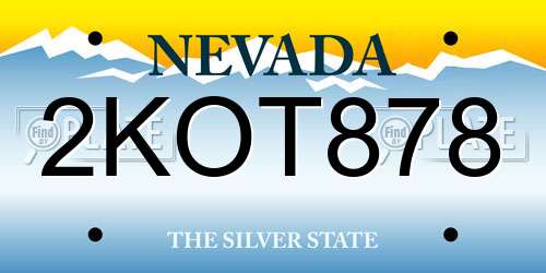 2KOT878 Nevada License Plate