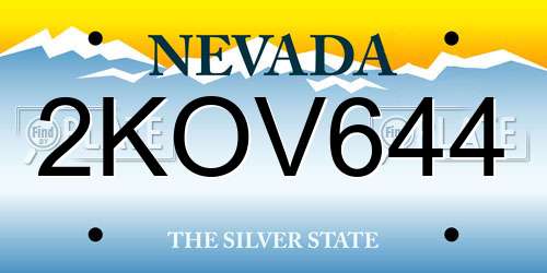 2KOV644 Nevada License Plate