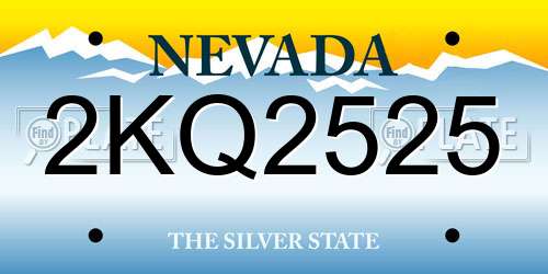 2KQ2525 Nevada License Plate