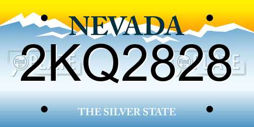 2KQ2828 Nevada License Plate