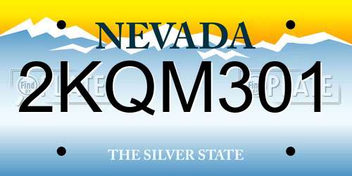 2KQM301 Nevada License Plate