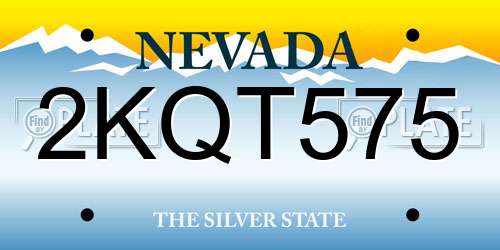 2KQT575 Nevada License Plate