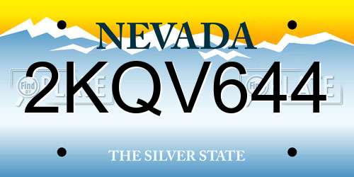2KQV644 Nevada License Plate