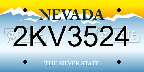 2KV3524 Nevada License Plate