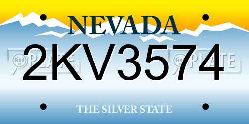 2KV3574 Nevada License Plate