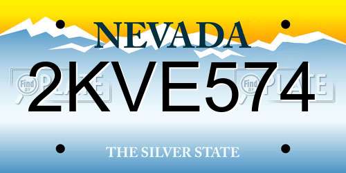 2KVE574 Nevada License Plate