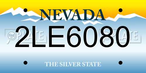 2LE6080 Nevada License Plate