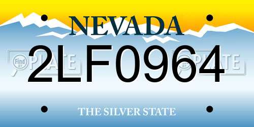 2LF0964 Nevada License Plate