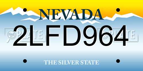 2LFD964 Nevada License Plate