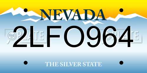 2LFO964 Nevada License Plate