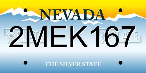 2MEK167 Nevada License Plate