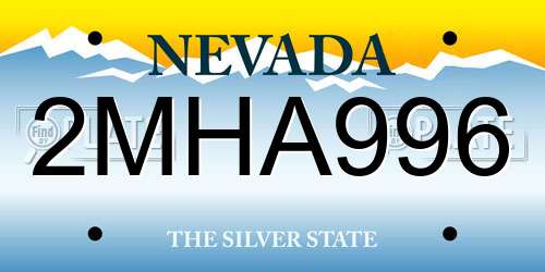 2MHA996 Nevada License Plate
