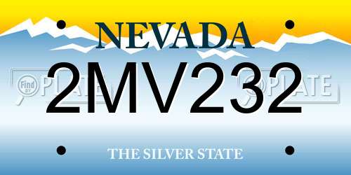 2MV232 Nevada License Plate