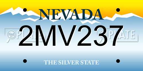 2MV237 Nevada License Plate