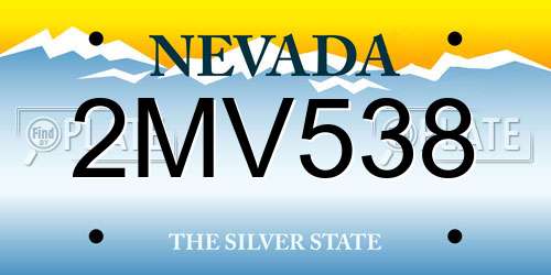 2MV538 Nevada License Plate