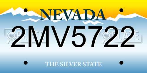 2MV5722 Nevada License Plate