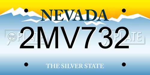2MV732 Nevada License Plate