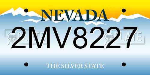 2MV8227 Nevada License Plate