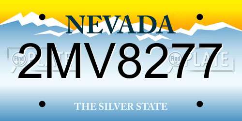 2MV8277 Nevada License Plate