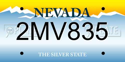 2MV835 Nevada License Plate