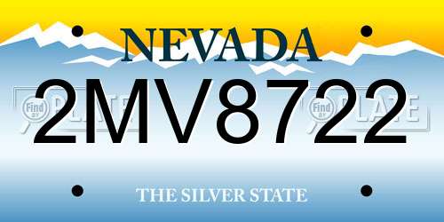 2MV8722 Nevada License Plate