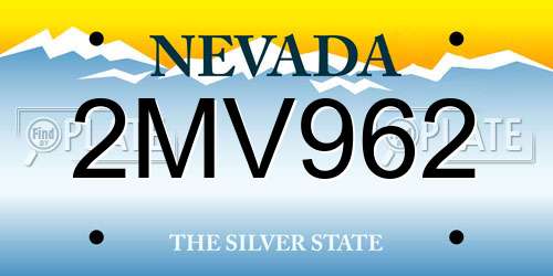 2MV962 Nevada License Plate