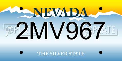 2MV967 Nevada License Plate