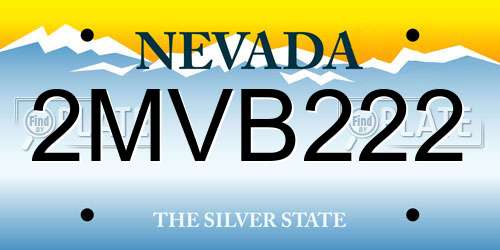 2MVB222 Nevada License Plate