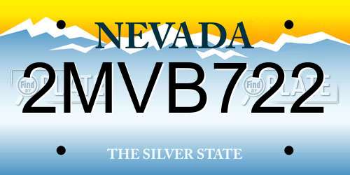 2MVB722 Nevada License Plate