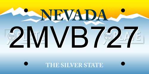2MVB727 Nevada License Plate