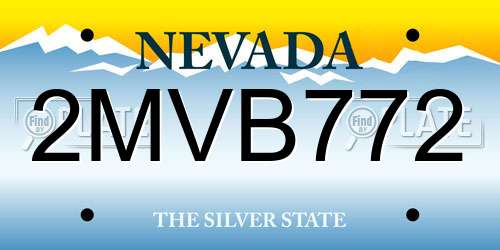 2MVB772 Nevada License Plate