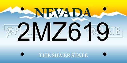2MZ619 Nevada License Plate