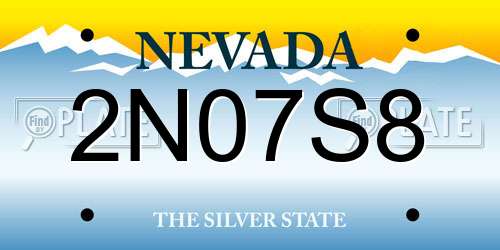 2N07S8 Nevada License Plate